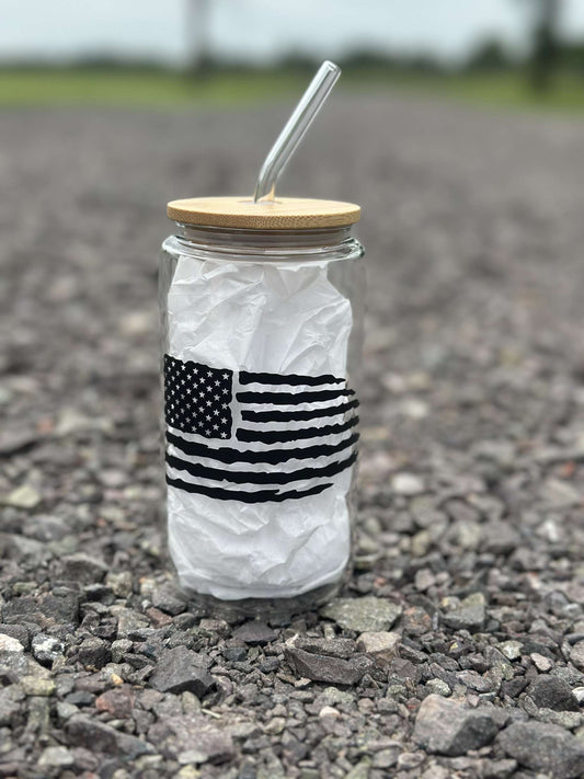 American flag glass cup